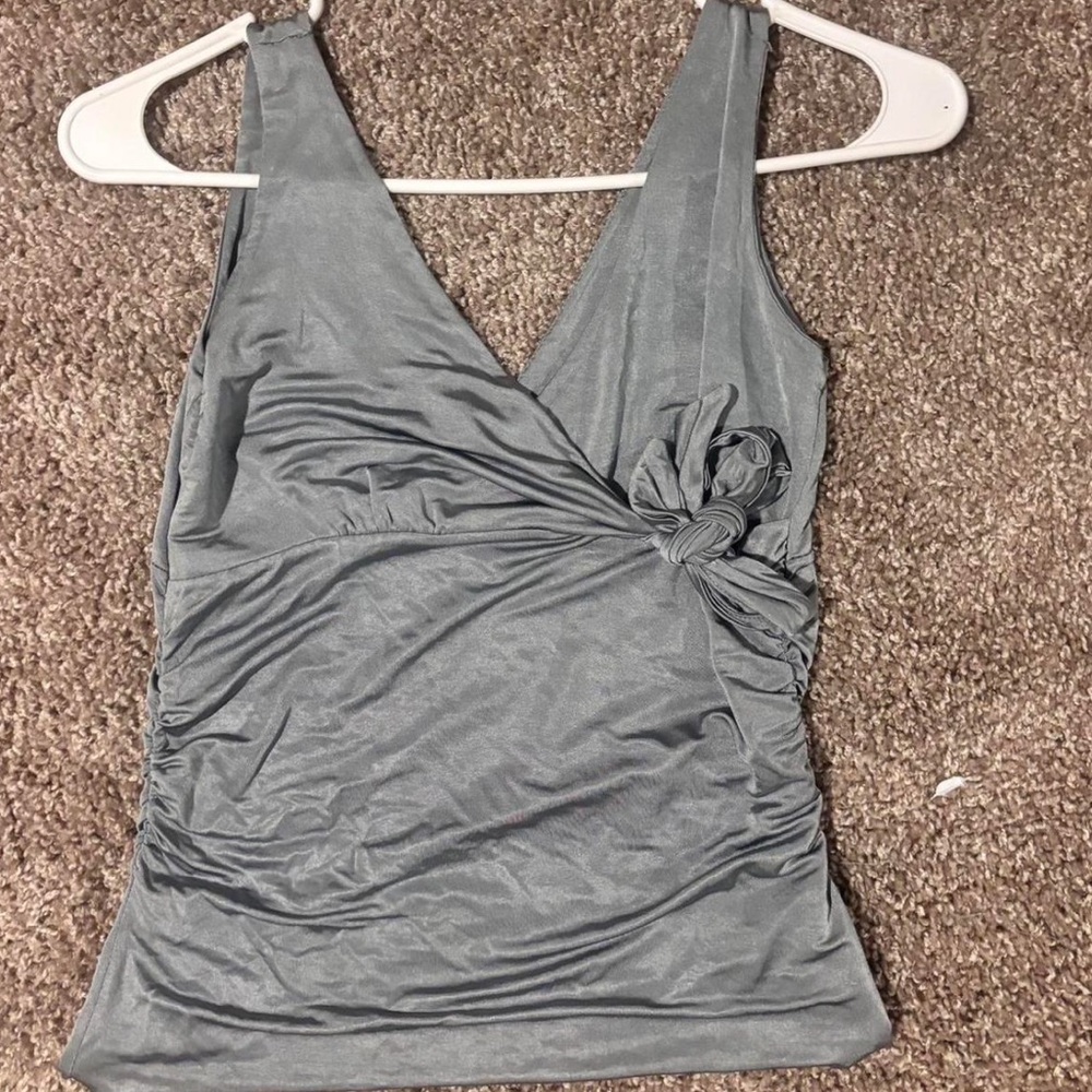 Zara Gray V-Neck Tank Top